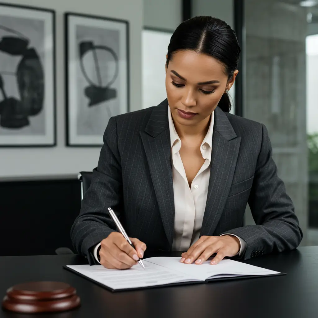 advogada assinando contrato